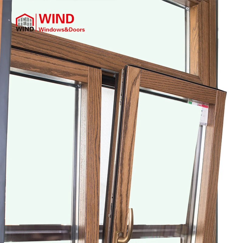 Customized European Outward Opening Sash Awning Side Hung Casement Oak Double Glazed Windows Window Design Aluminum Wood Windows