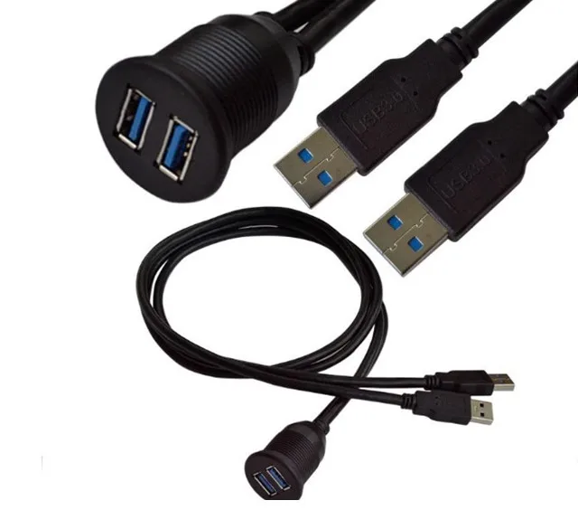 
 Двойной Удлинительный кабель с разъемом USB 2,0 «Папа-мама» для приборной панели автомобиля  