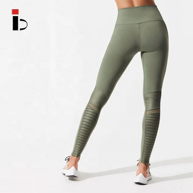 2024 New design high waist moto women sports glossy yoga pants sweat suits women