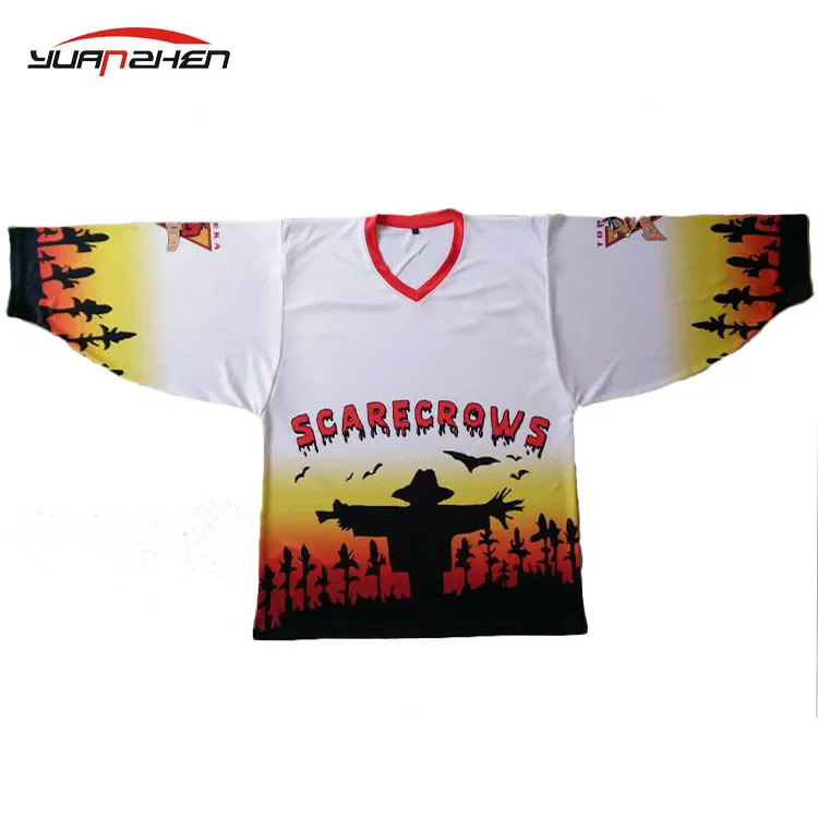 230gsm polyester ice hockey wear youth ice hockey jersey with funny logo