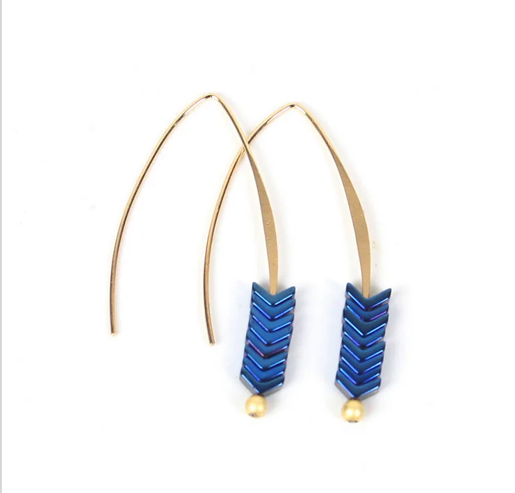 Hot sale red stone V piece of arrow retro fashion jewelry new style hook metal earring ornaments