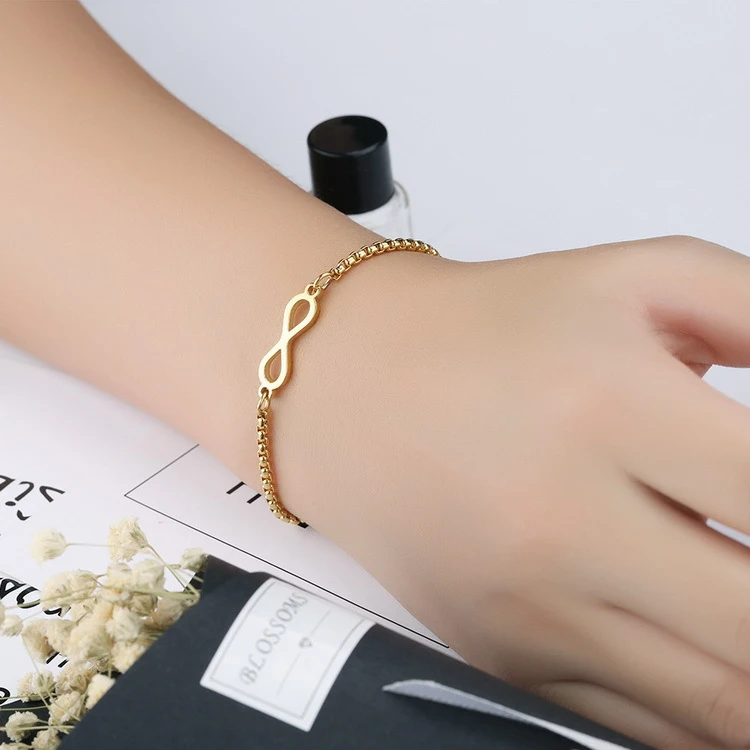 adjustable Titanium steel Rose Gold Chains Bracelet adjustable Infinite Stainless Steel Chain Bracelet