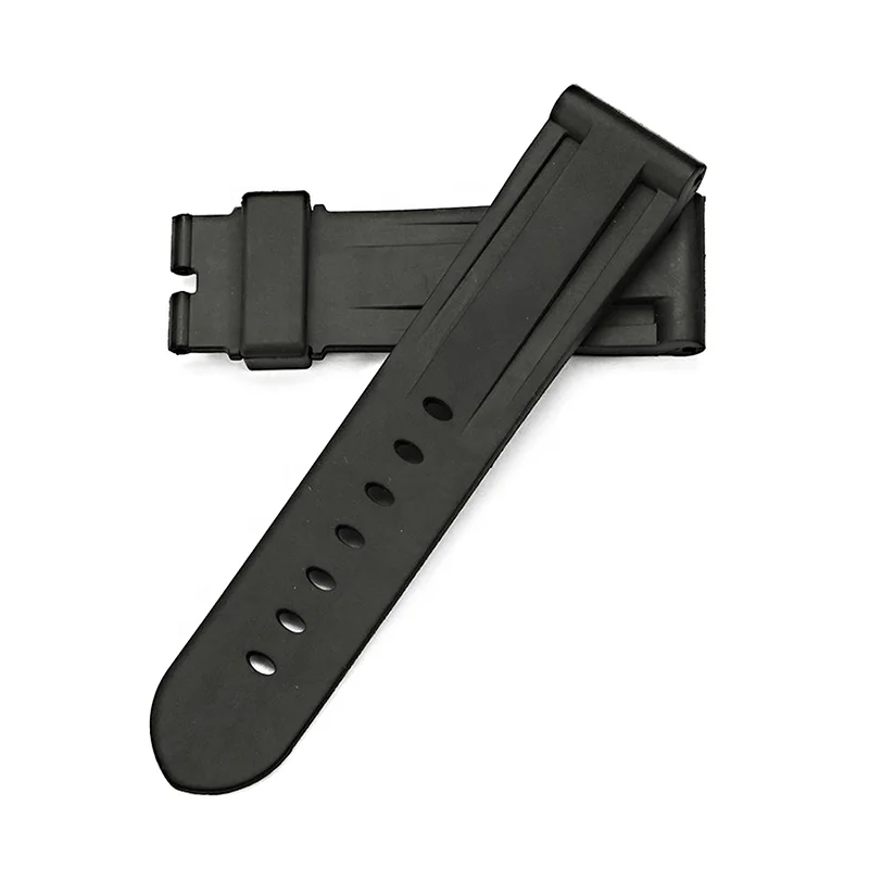 
24 26mm Fits PAM watch rubber Strap Band black 