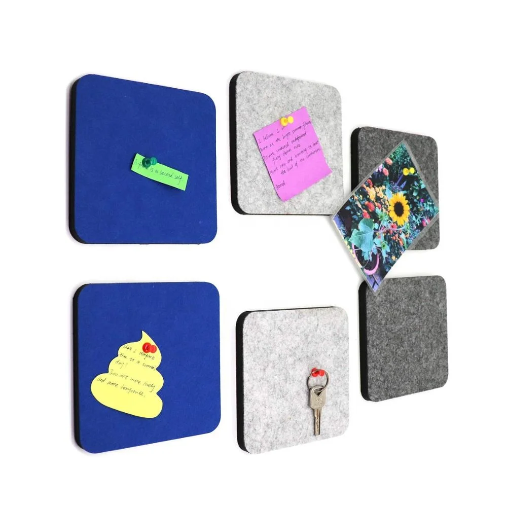 
5.5 x 5.5 Inch Square Tiles Felt Bulletin Board Self-Adhesive Memo Pin Notice Boards for Home Wall Decor 