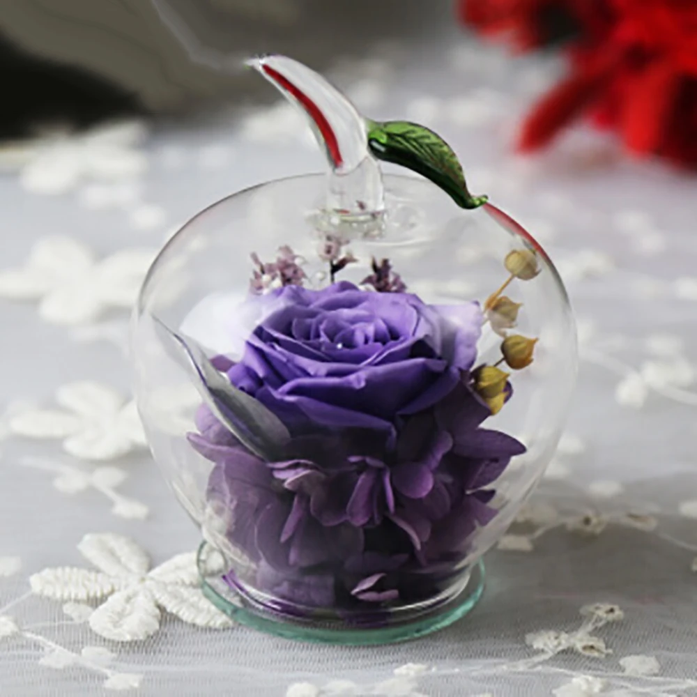 
Preserved rose Never Withered rose in apple glass birthday gift 