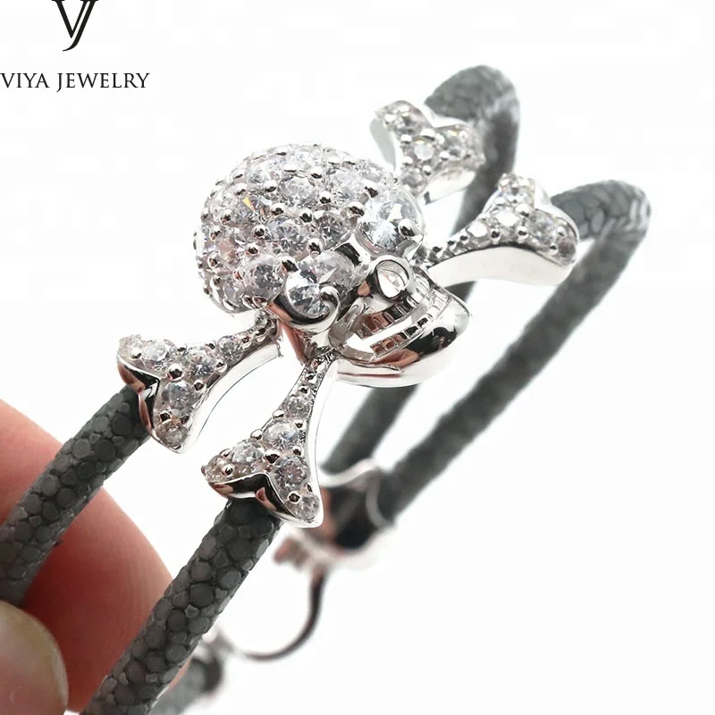 High quality watches black python stingray  leather bracelet with crystals 2018