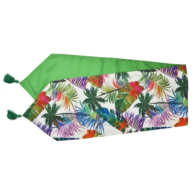 
China supply mixed color flower decorative wooden 100% polyester runners 72 inch outdoor long table runner 