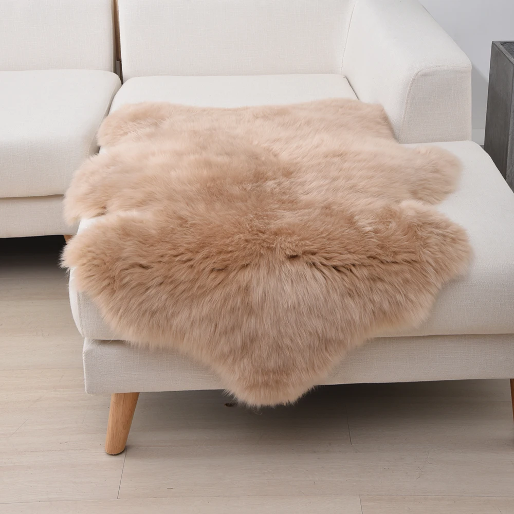 Double Pelt Genuine Dyed Natural Fur Shaggy Sheepskin Area Carpet Rug for Home Decor, 80*200CM Double Pelt