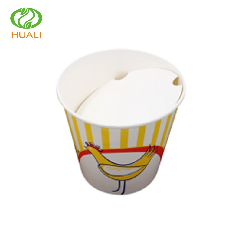 
Disposable custom popcorn chicken paper bucket with lid for movie theatre 