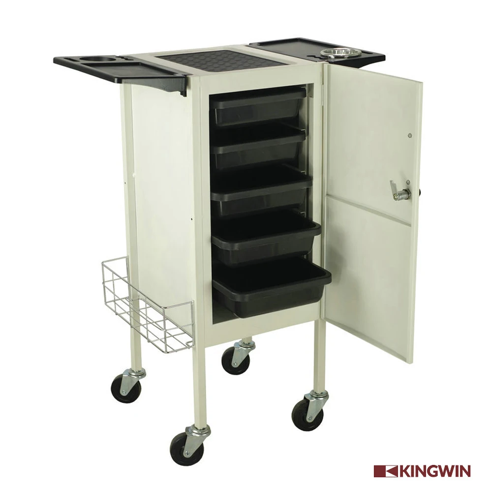 White Deluxe Lockable Metal Trolley