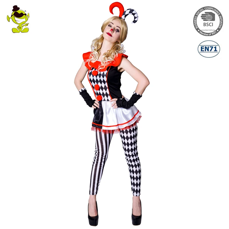 Halloween Cosplay Clown Costume  Party Fancy Dress Funny Clown Dress For Adult Women