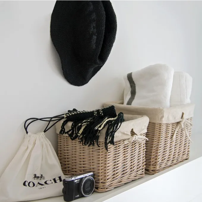 Home Center Cotton Fabric Lining Willow Wicker Food Fruit Hamper Gift Baskets In Bulk