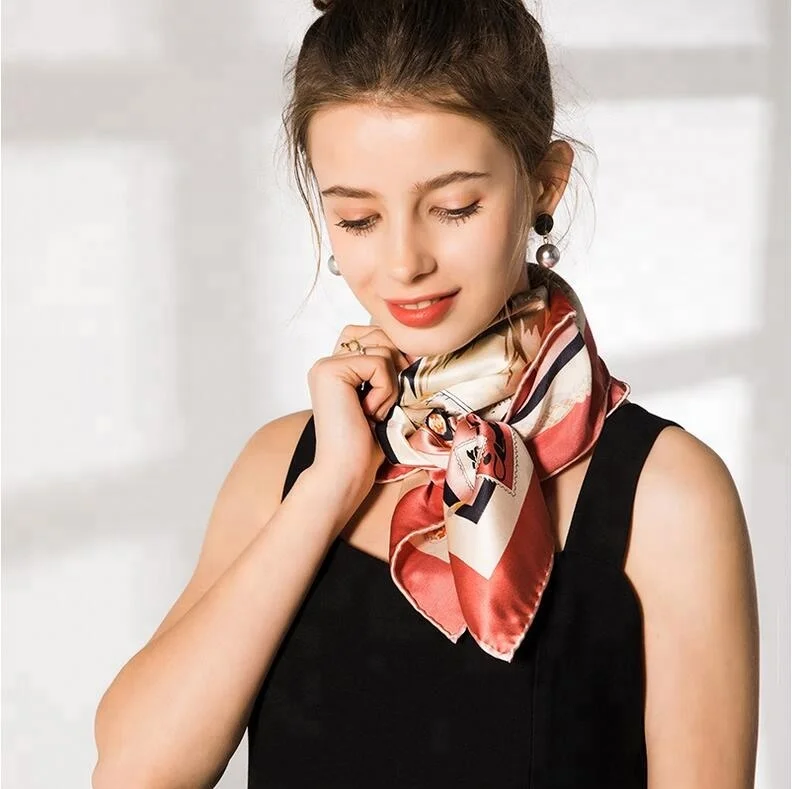 ZP wholesale and OEM satin square 100 silk scarf 90x90cm