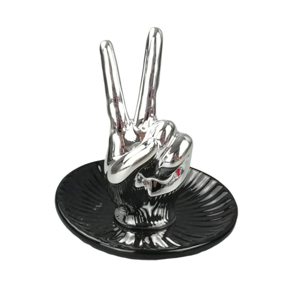 Finger Ceramic Jewelry Storage Tray Earring Trinket Dish  Hand Shape Ring Holder