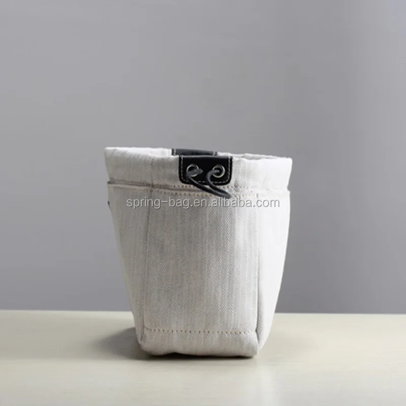 Wholesale Korean style unique string type twill canvas cosmetic bag for travel