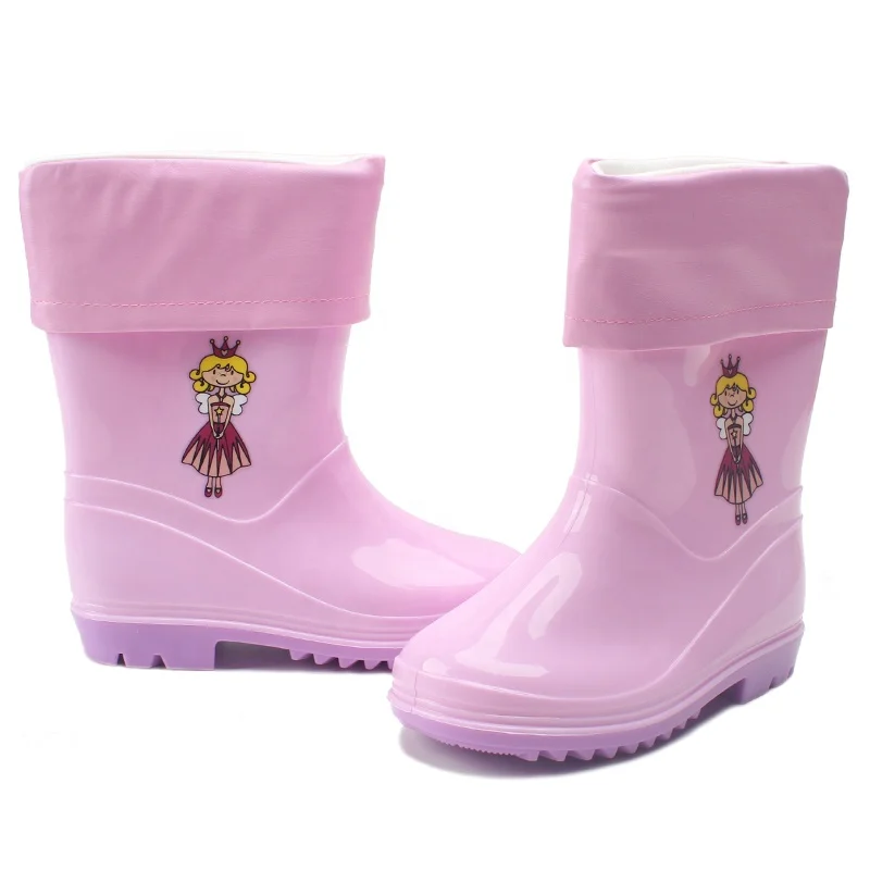 
Hot Sales Foldable Kids PVC Rain Boots Princess Pattern PVC Shoes 