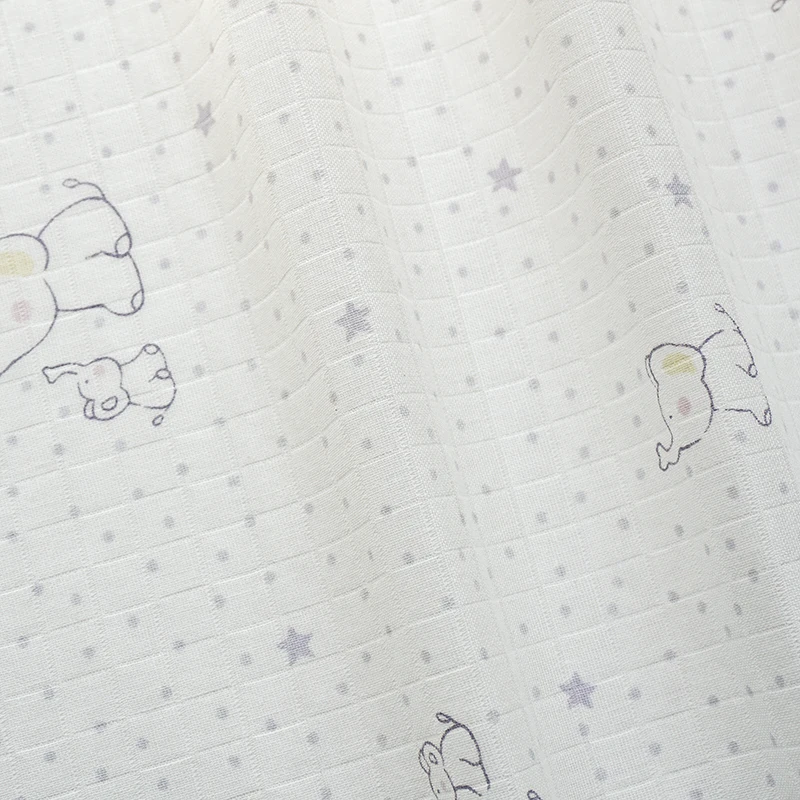 Modern design soft hand feel elephant print patterned cotton muslin voile fabric