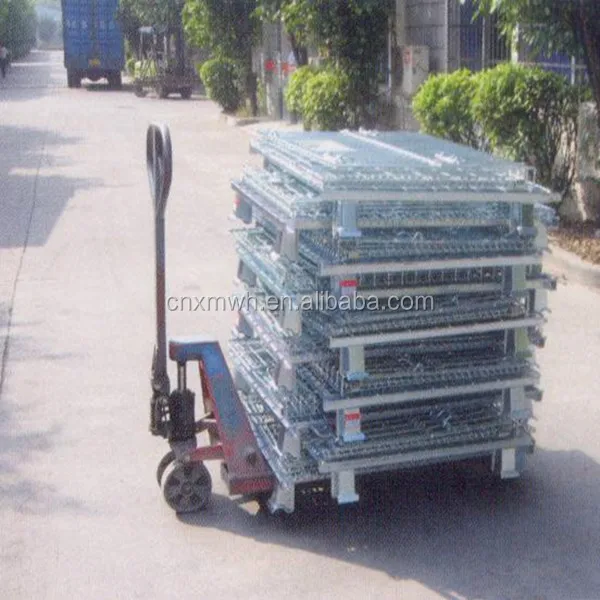 Metal stackable collapsible wire mesh container