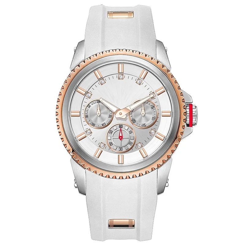 new designer watch silicone wristwatch 3eyes decoration quartz watch fashion steel ladies wrist watch