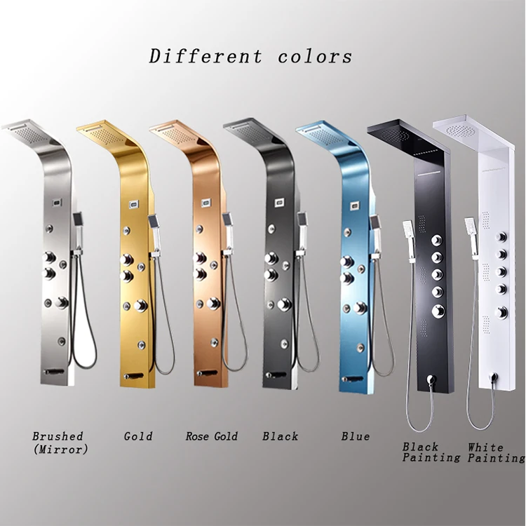 European matte stainless steel thermostatic wall-mounted massage shower shower panel