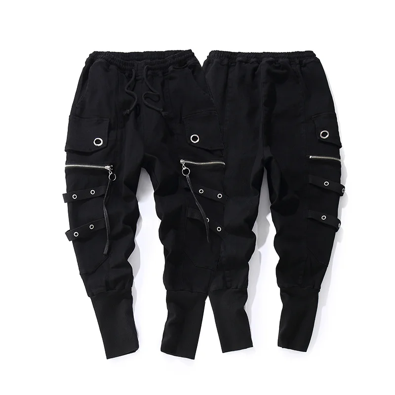 Custom Fashion Drawstring casual men high quality Joggers black Sweatpants Hip Hop Men streetwear casual Trousers Cross-pants