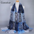 Clocolor Vintage Patchwork Autumn Scarves for Women Harajuku style Printed Shawl muslim hijab Scarves for Women