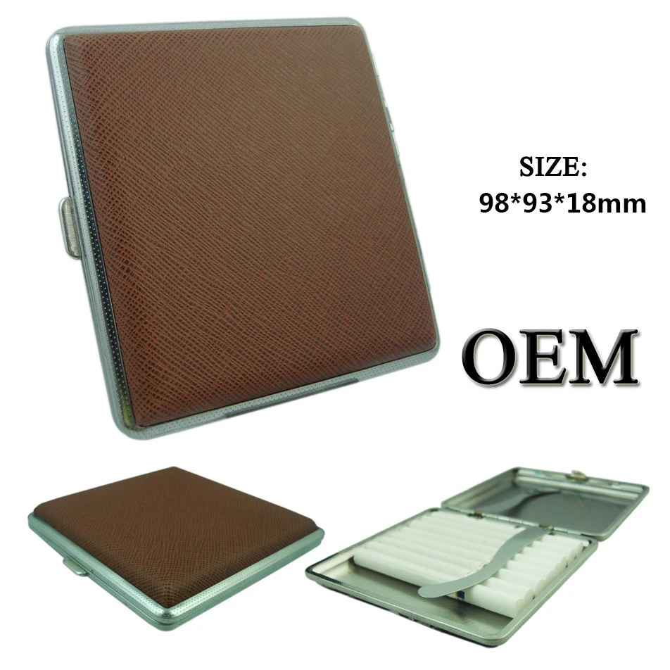 Подлинный металлический держатель для сигарет, табака, контейнер, коробка для хранения, кожаный портсигар, для подарка курильщикам