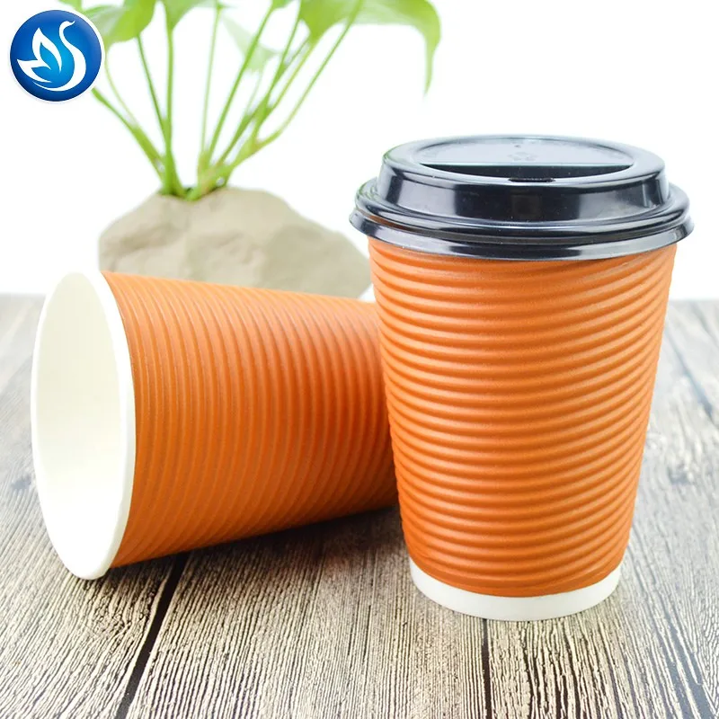 Wholesale 8oz 12oz 16oz Insulated Red double Ripple Wall Paper Coffee Cups