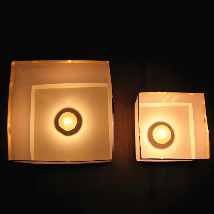 Square Shape Biodegradable Paper Floating Water Lantern