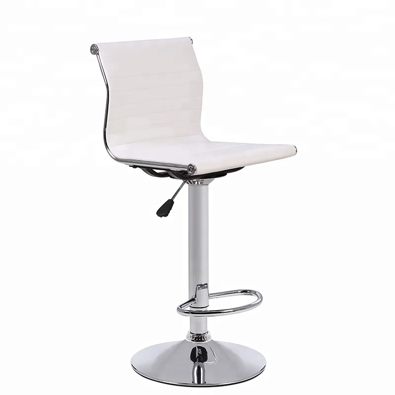 
Modern short back white swivel metal leather bar counter stools with footrest 