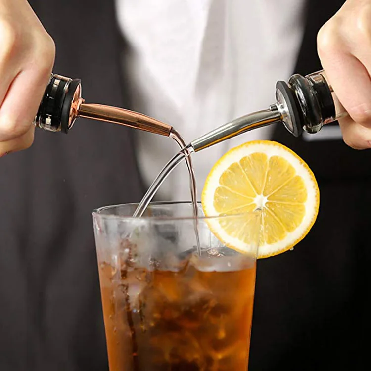 Stainless Steel Liquor Spirit Pourer Free Flow Bottle Pour Spout Stopper Olive Oil Wine Pourer