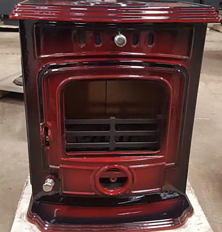 Small Cast Iron Room Wood Fireplace Brown & Red Enamel Cheap Wood Burning Stoves For Sale
