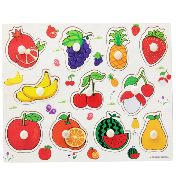 educational toy Montessori toy kids puzzle with knob toddlers cheap price wholesale wooden farm animals puzzle