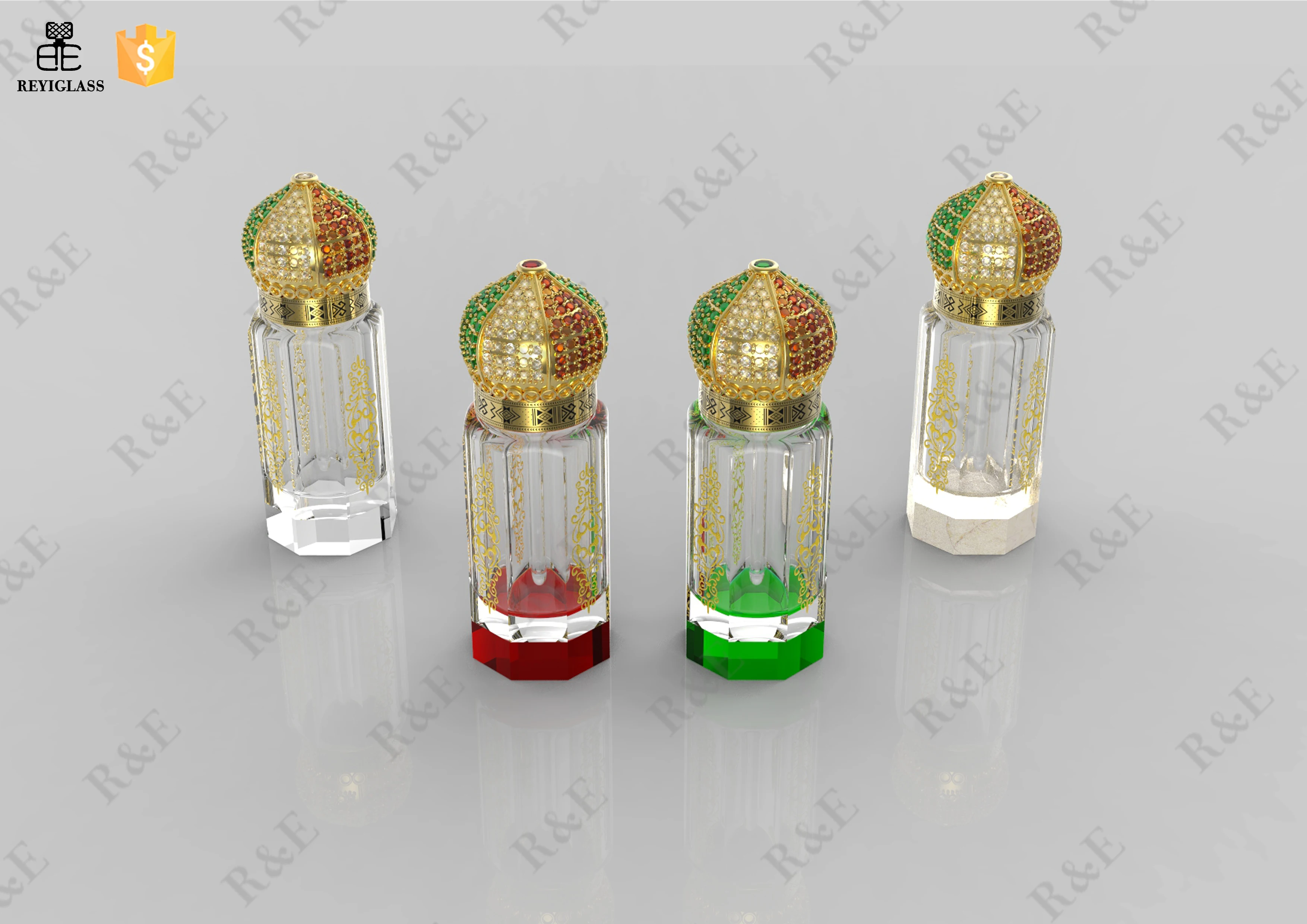 2021 Arabic glass attar bottles with handmade luxury jewelry caps