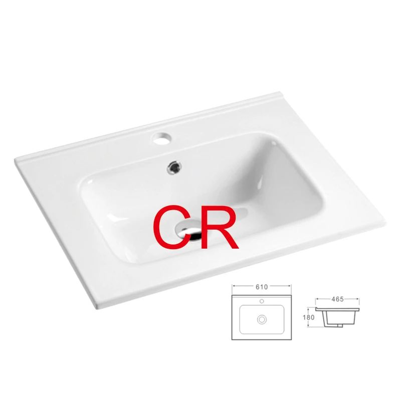 Bathroom with different sizes of thin edge rectangular cabinet sink white ceramic basin factory for sale