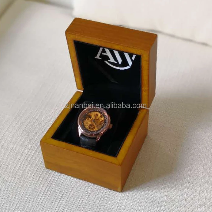 2024 Custom logo luxury walnut watch box black velvet lining wooden watch boxes