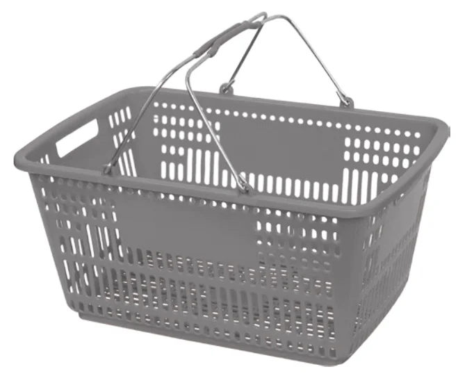 large capacity mesh bottom metal handle shopping basket plastic