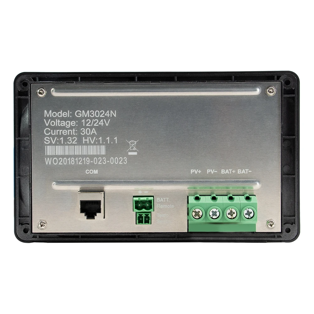 Epever GM3024N GoMate Series Flush Mount PWM Solar Charger Controller 30A 12V/24V Solar Regulator Negative-ground RS485 Connect