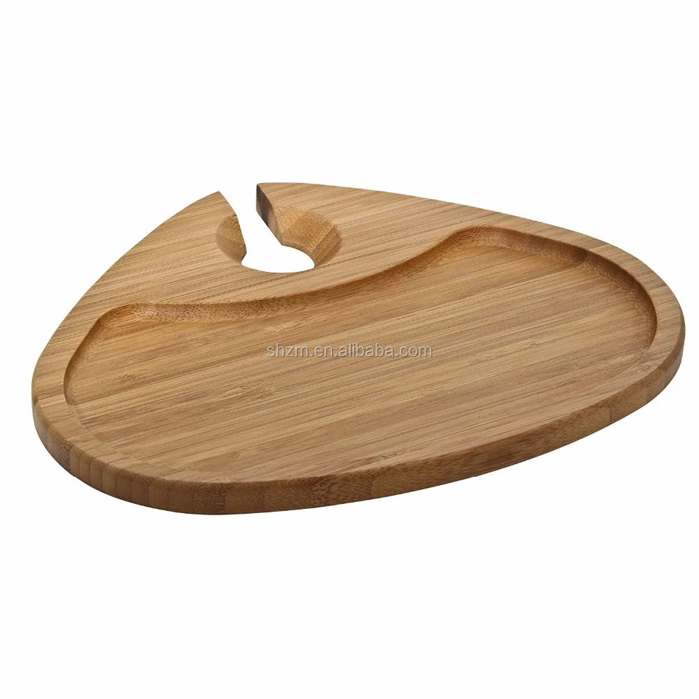 Bamboo Serving Tray Plate Wholesale Party Plate With Wine Glass Holder Serve food coffee or tea