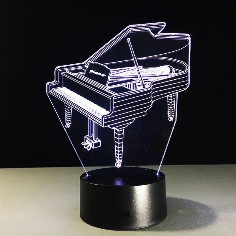 Music Instrument Retro Piano 3D USB LED Lamp 7 Colors Bulb Musician Gift Child Bedroom Decoration Elegant RGB Night Light