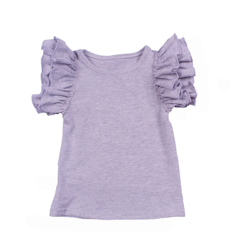 
Latest baby ruffle shirts plain design girls clothes sleeveless shirt 