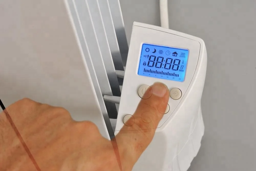Slimline 1200 Watt Energy Efficient Electric Aluminum Radiators Wall Mounted Digital Control & Timer High Precise Thermostat