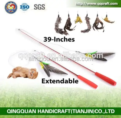 Cat Kitten Teaser funny newlisting Extendable Feather Rod Fishing Rod