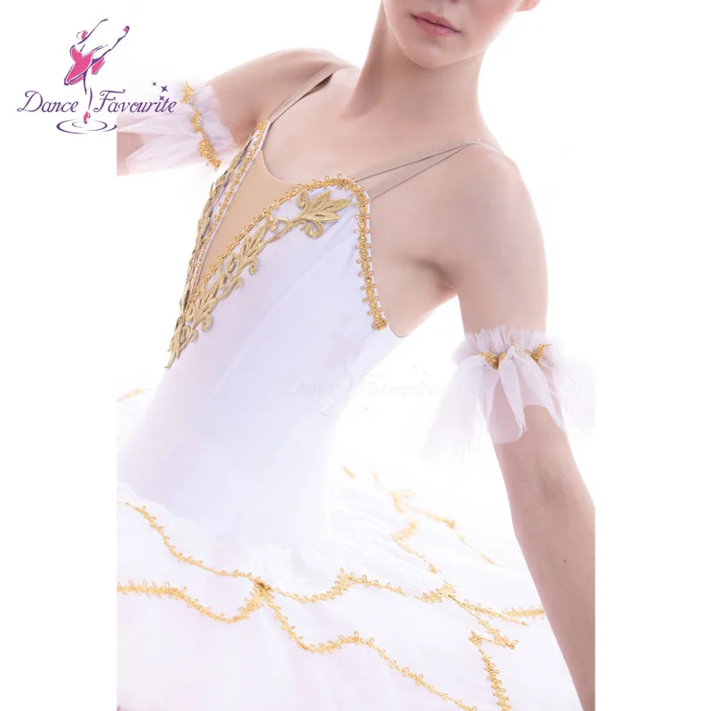 White professional classical ballet tutu costume for girls solo dance ballerina dress BLL046