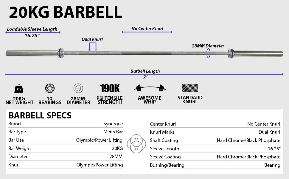 
Weightlifting chrome barbell bar 