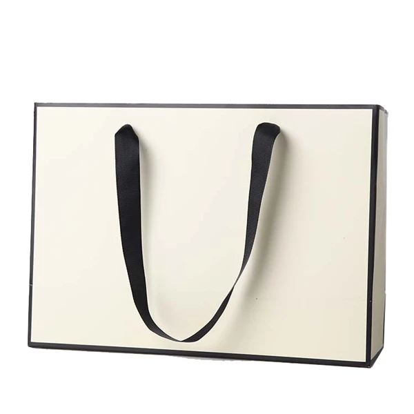 Black Frame Shopping Paper Bags with Logos Custom Print Paper Bag with Handle