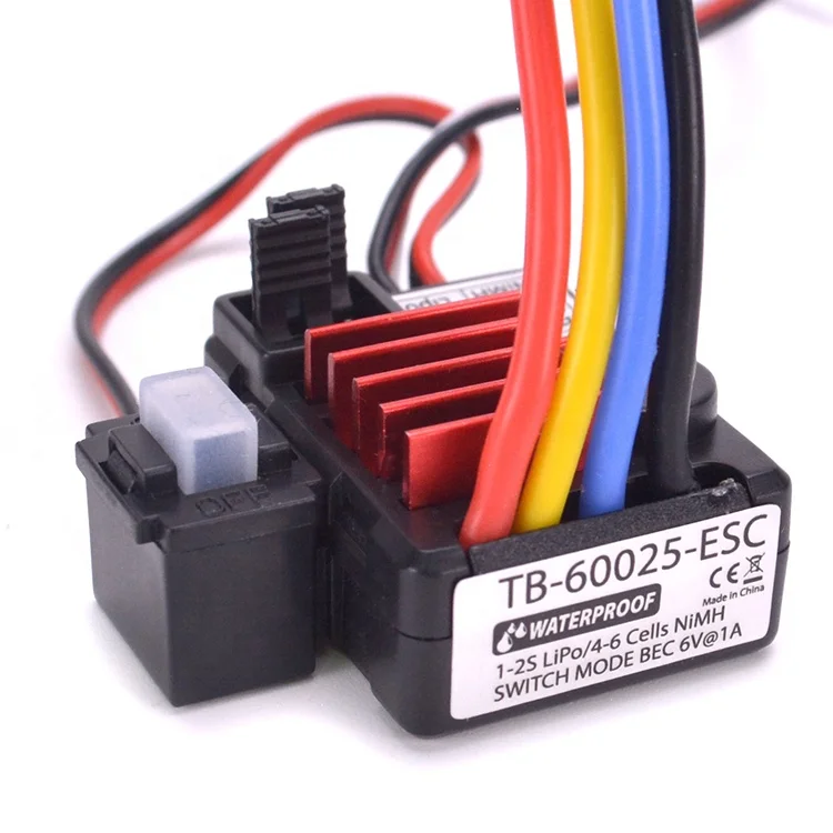 TB-60025 25A ESC Brushed Electronical Speed Controller 1-2S Waterproof Dustproof for 1/18 RC Car Truck Boat various Models