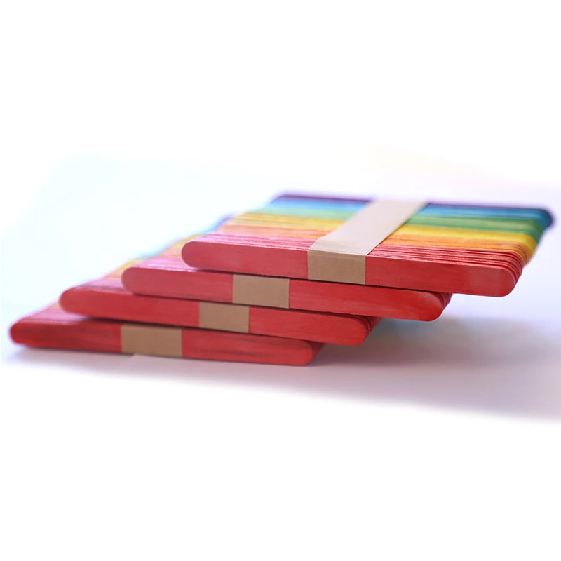 Straight edge colorful birch wood stick for ice cream