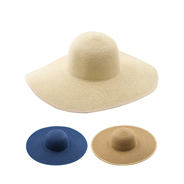 Wholesale customized wide brim plain summer straw hats woman thailand straw hat supplier