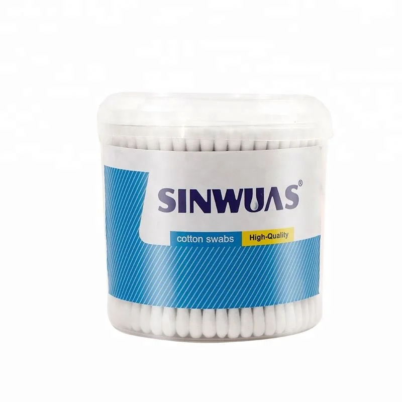 Soft touch OEM design disposable transparent boxes wooden cotton swabs